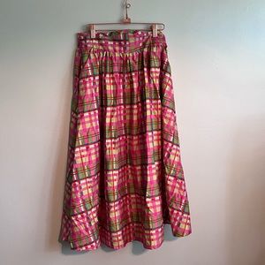 Super cute midi fit and flare NY&Co skirt. Pink, green and blue main col…